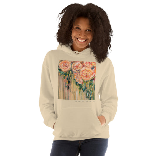 "Roses from Above" Hoodie in Cream
