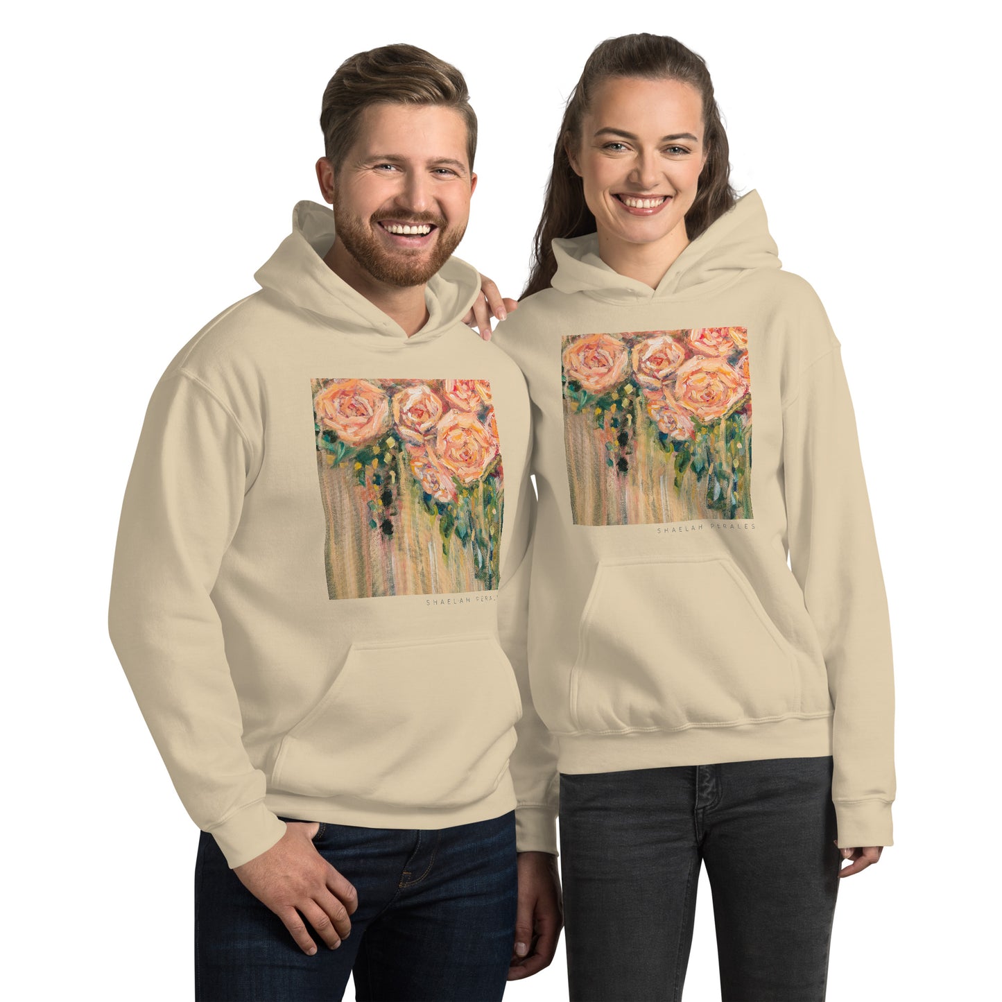 "Roses from Above" Hoodie in Cream