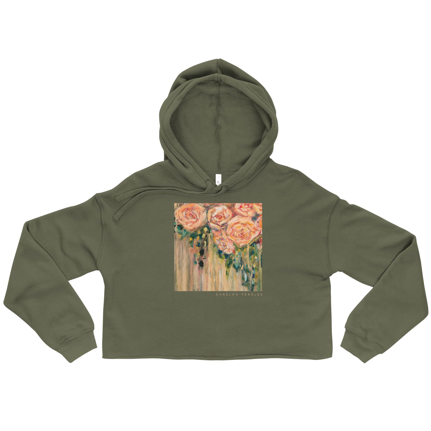 "Roses from Above" Crop Hoodie in Perfect Green